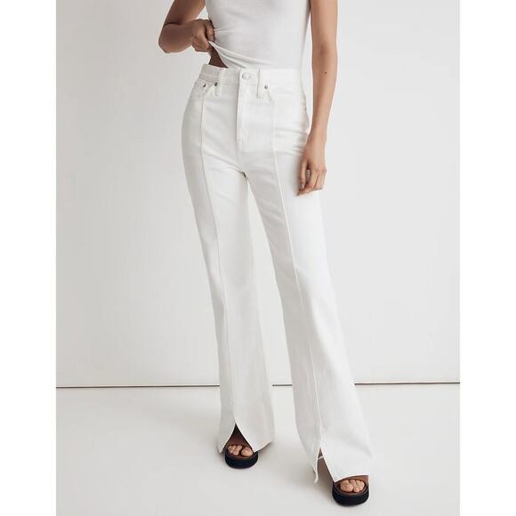 NEW Madewell Rigid High Rise Baggy Flare Jeans in Tile White - Picture 4 of 13